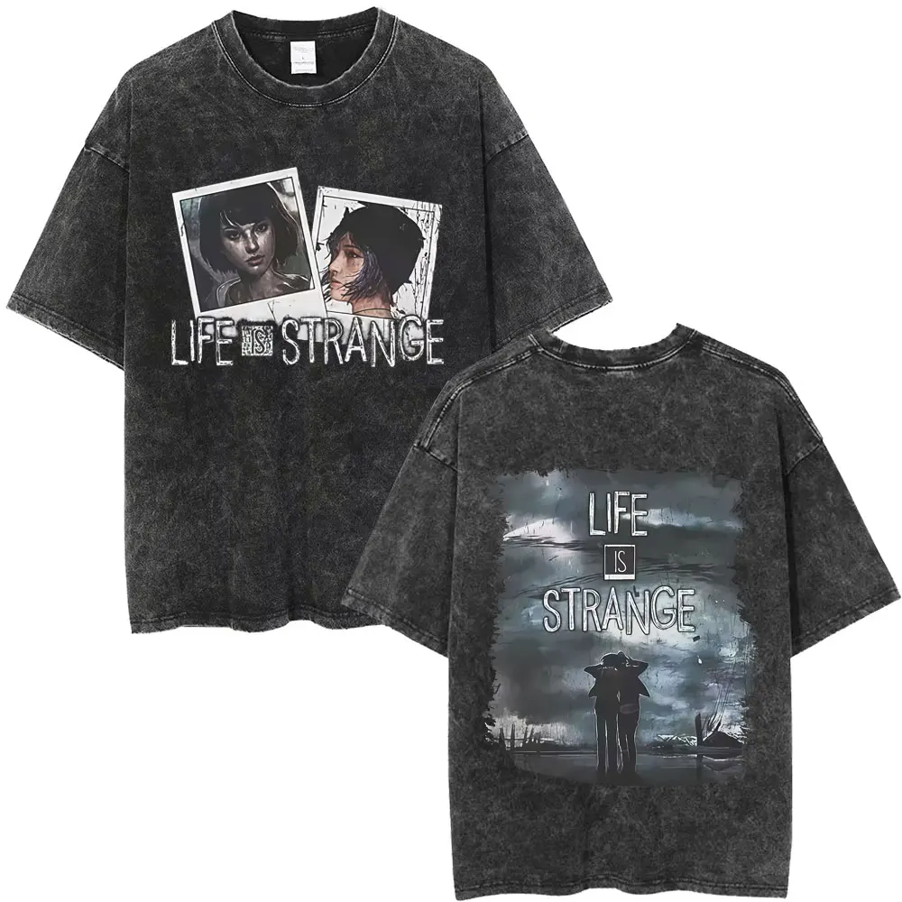 Hot Sale Game Life Is Strange Retro Washed T Shirt Men Women Casual Cotton Vintage T Shirts Unisex Fashion Oversized T-shirts