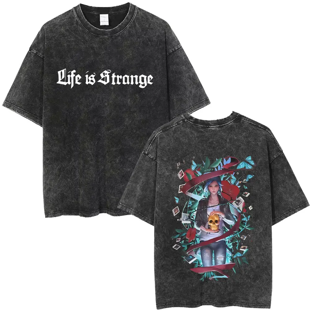 Hot Sale Game Life Is Strange Retro Washed T Shirt Men Women Casual Cotton Vintage T Shirts Unisex Fashion Oversized T-shirts