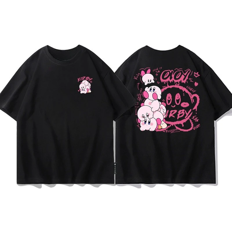 Cartoon Kirby Short-sleeved T-shirt for Men 2026 Summer Anime-style Pure Cotton T-shirt Japanese Style Fashion Apparel