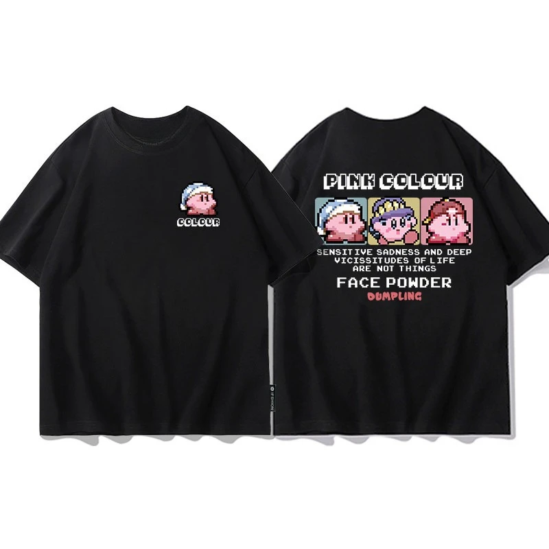 Cartoon Kirby Short-sleeved T-shirt for Men 2026 Summer Anime-style Pure Cotton T-shirt Japanese Style Fashion Apparel