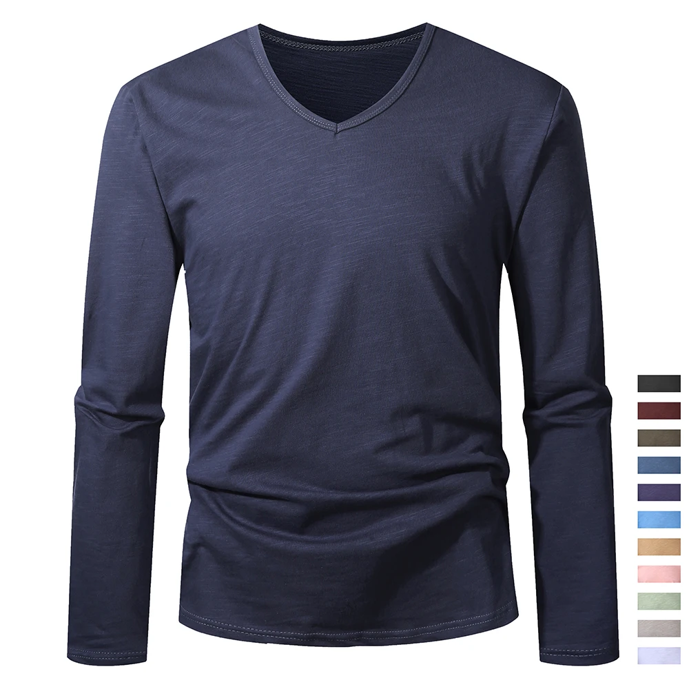 100% Cotton Men T Shirt Long Sleeve High Quality Male Tshirt Casual Fashion Tops Tee Soft Homme Clothing Black White T-shirt Men
