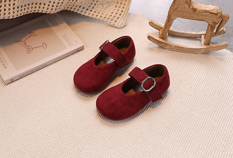 Girls Leather Shoes Toddlers Flats Princess Sweet Little Kids Soft Shoes T-strap Retro Classic Children's Dress Shoes for Party