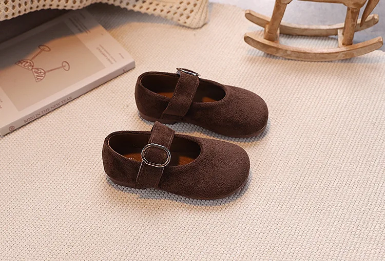 Girls Leather Shoes Toddlers Flats Princess Sweet Little Kids Soft Shoes T-strap Retro Classic Children's Dress Shoes for Party