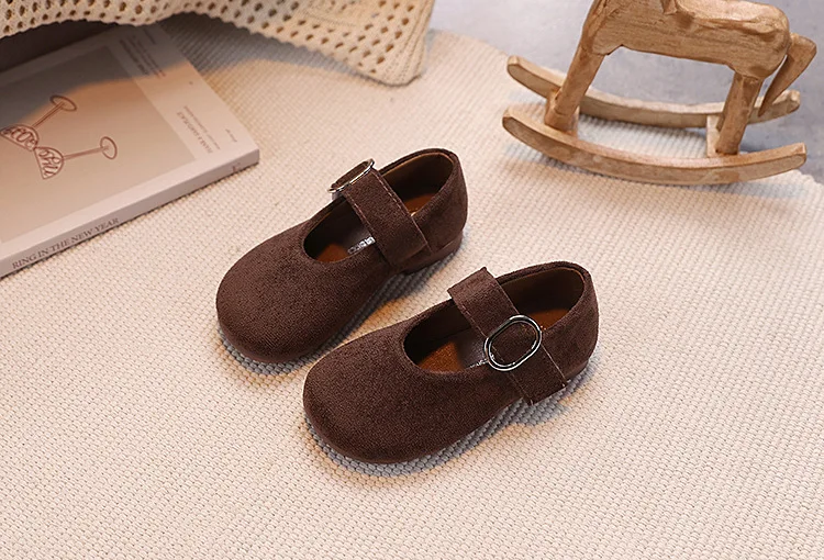 Girls Leather Shoes Toddlers Flats Princess Sweet Little Kids Soft Shoes T-strap Retro Classic Children's Dress Shoes for Party