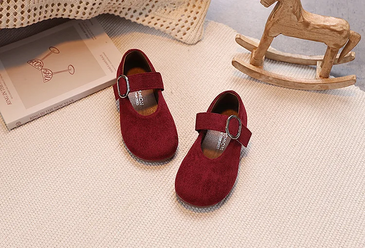Girls Leather Shoes Toddlers Flats Princess Sweet Little Kids Soft Shoes T-strap Retro Classic Children's Dress Shoes for Party