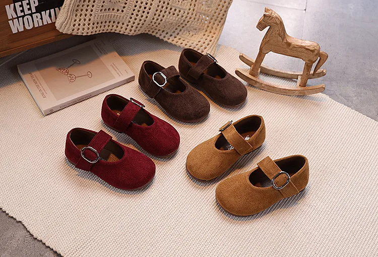 Girls Leather Shoes Toddlers Flats Princess Sweet Little Kids Soft Shoes T-strap Retro Classic Children's Dress Shoes for Party