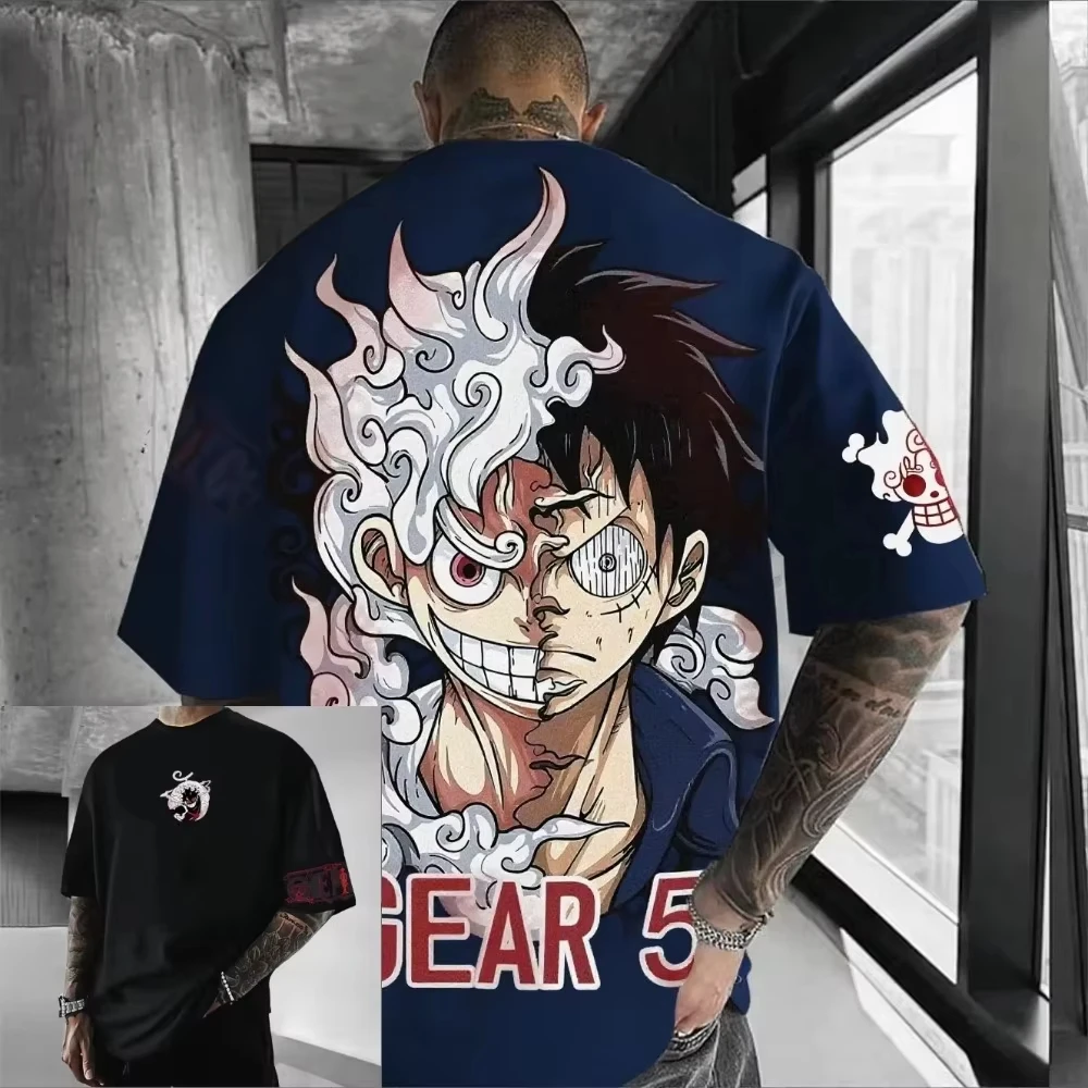 ONE PIECE Luffy Gear 5 2026 Summer New Product Harajuku Anime Printed Short Sleeve Men's and Women's Unisex Cotton T-shirt