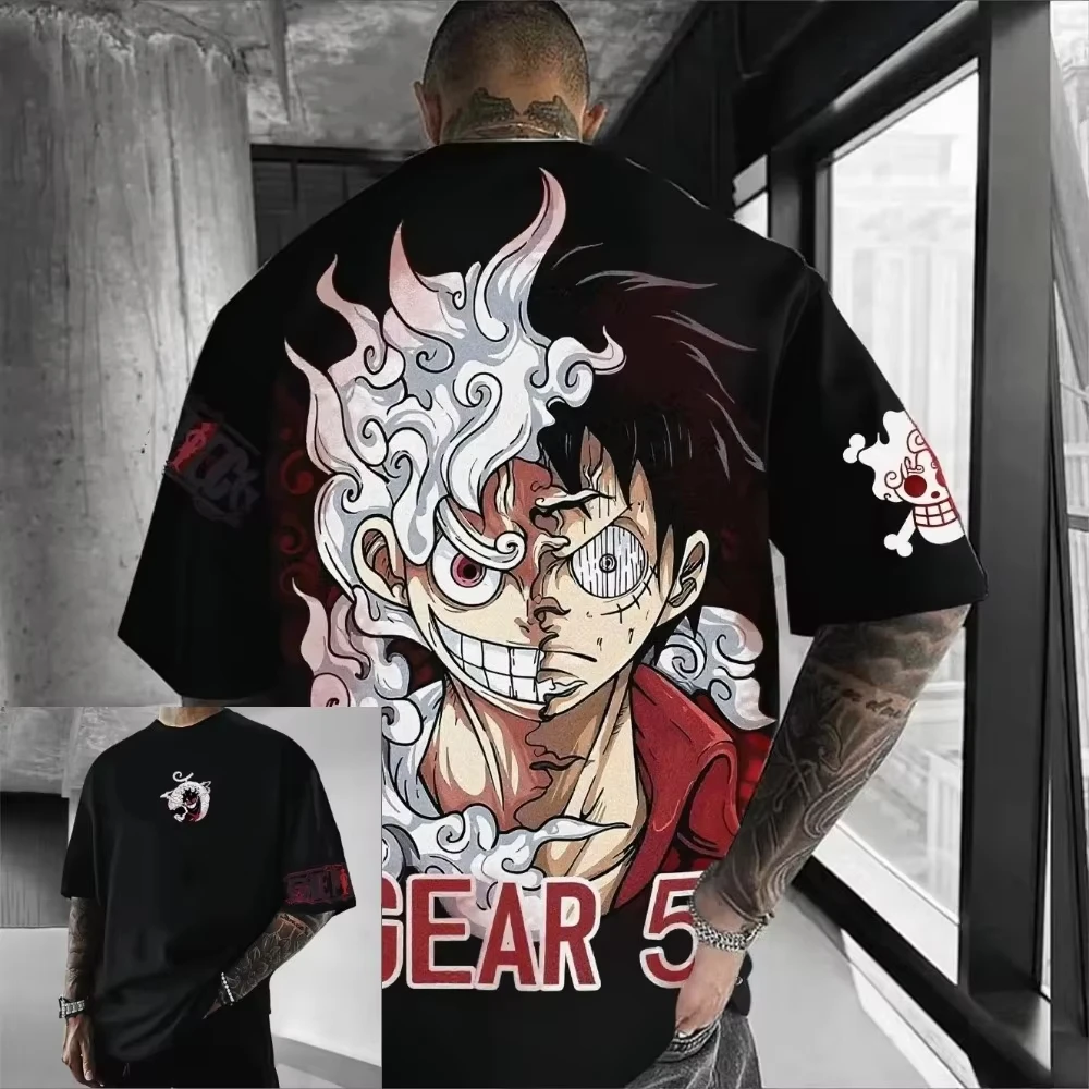 ONE PIECE Luffy Gear 5 2026 Summer New Product Harajuku Anime Printed Short Sleeve Men's and Women's Unisex Cotton T-shirt