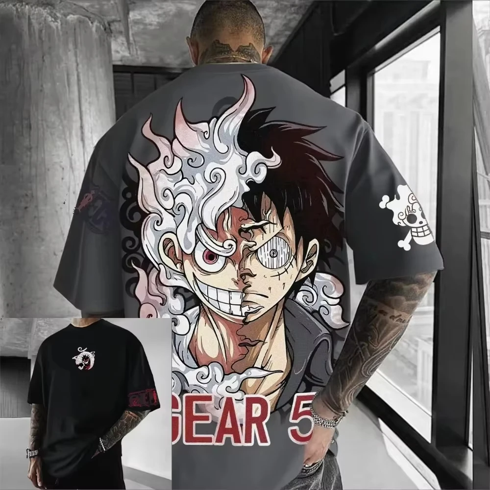 ONE PIECE Luffy Gear 5 2026 Summer New Product Harajuku Anime Printed Short Sleeve Men's and Women's Unisex Cotton T-shirt