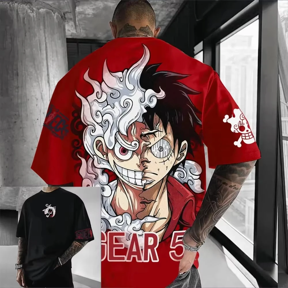 ONE PIECE Luffy Gear 5 2026 Summer New Product Harajuku Anime Printed Short Sleeve Men's and Women's Unisex Cotton T-shirt