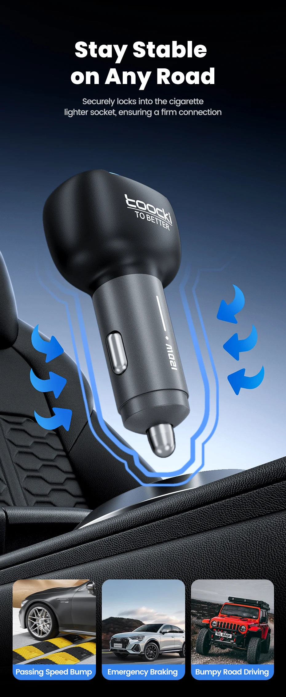 Toocki 90W USB C Car Charger For Phone 4 Ports PD Qi2.2 45W Fast Charging For iPhone 17 16 Pro Samsung S25 S24 Xiaomi LED Light