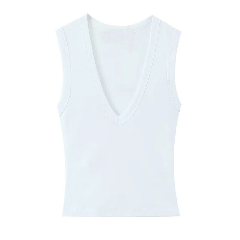 Women's Top 2026 Spring New Style Solid Color Sleeveless Sexy V-Neck Simple Slim Fit Top Casual Fashion Versatile