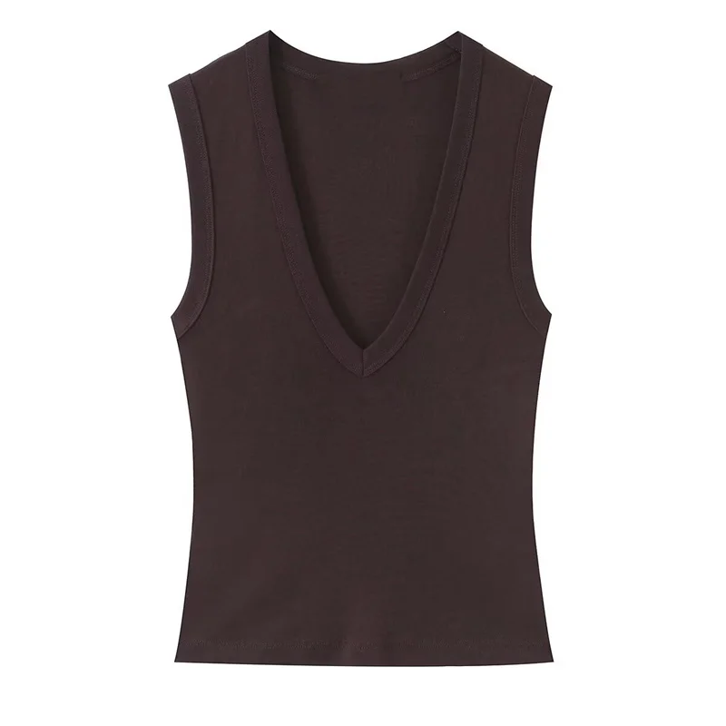 Women's Top 2026 Spring New Style Solid Color Sleeveless Sexy V-Neck Simple Slim Fit Top Casual Fashion Versatile