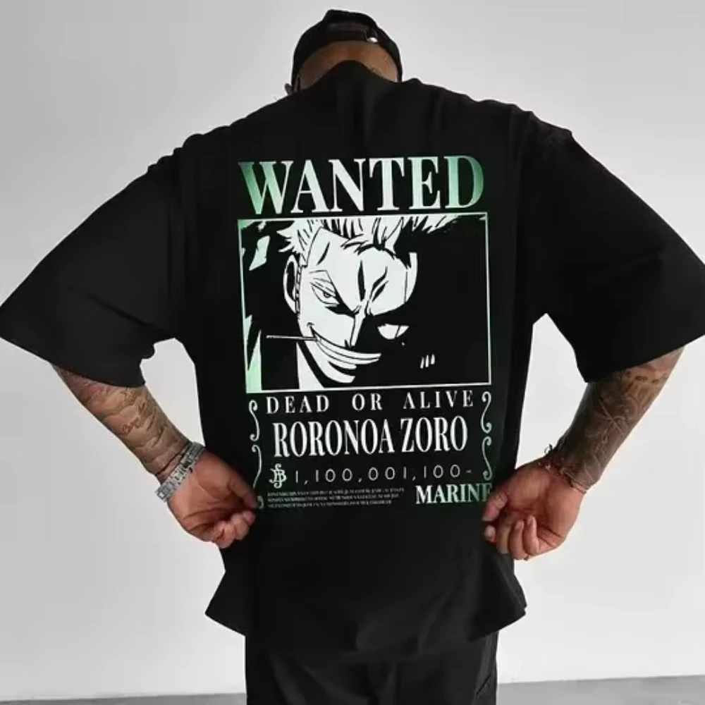 One Piece Men's T-shirt Roronoa Zoro Summer and Autumn Japanese Anime Boys' Wear Cotton Short Sleeve Retro Y2k Wear
