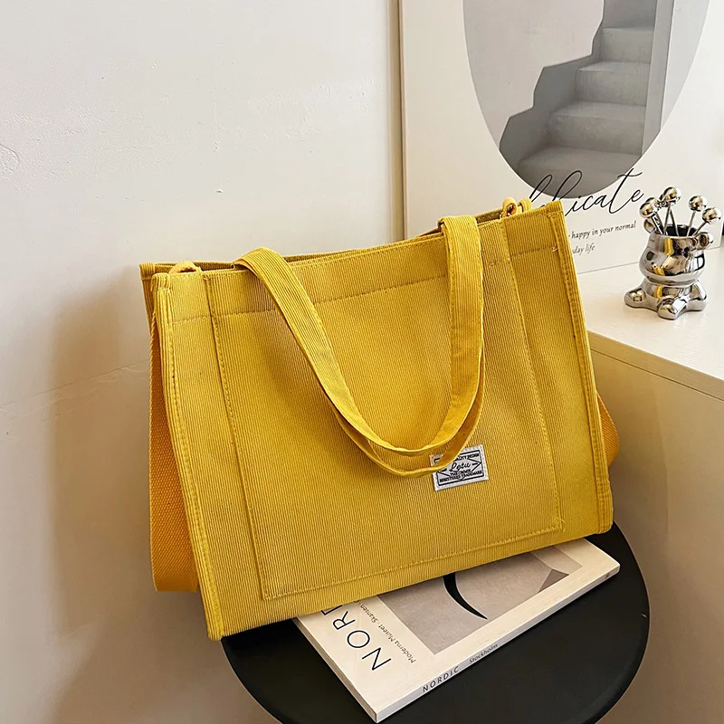 Ladies Corduroy Canvas Shoulder Crossbody Handbag Small Square Bag Stylish Trendy Women's Handbag for Casual Use