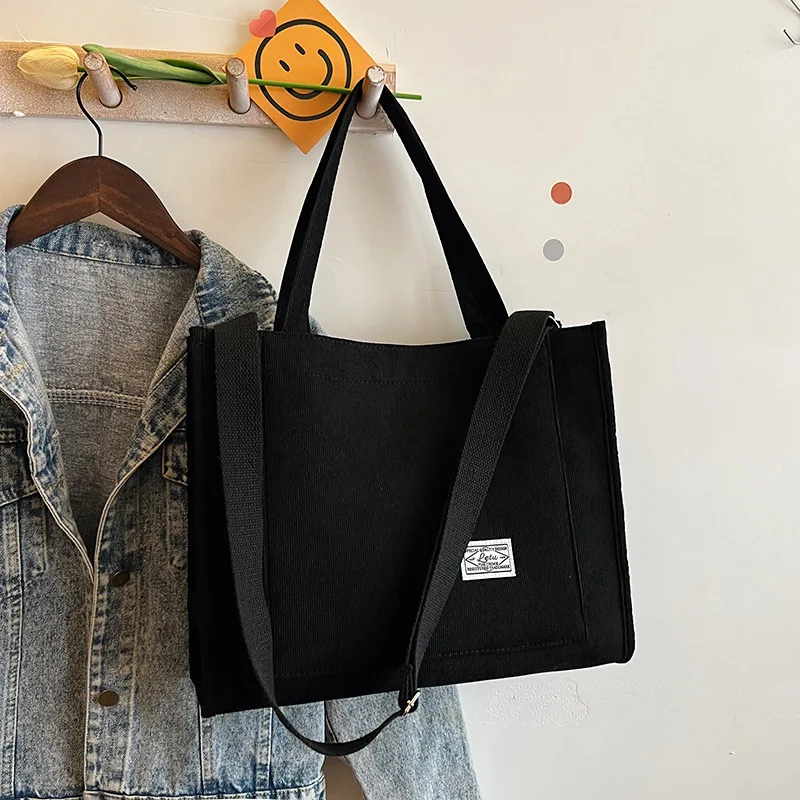 Ladies Corduroy Canvas Shoulder Crossbody Handbag Small Square Bag Stylish Trendy Women's Handbag for Casual Use