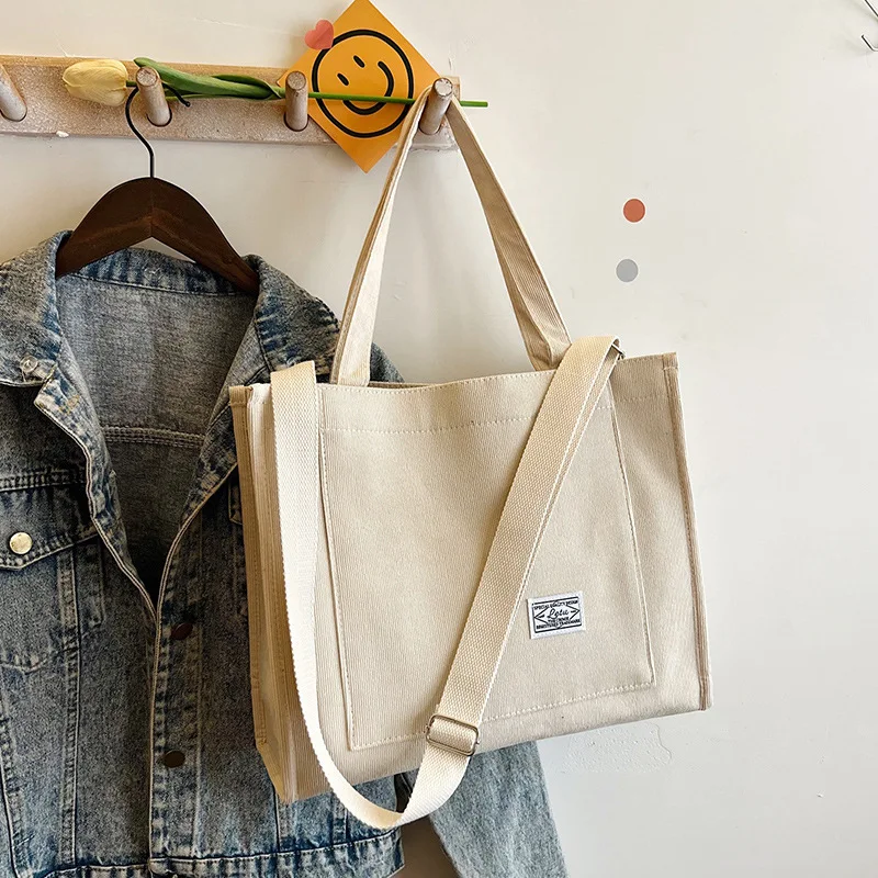 Ladies Corduroy Canvas Shoulder Crossbody Handbag Small Square Bag Stylish Trendy Women's Handbag for Casual Use