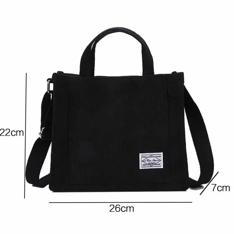 Ladies Corduroy Canvas Shoulder Crossbody Handbag Small Square Bag Stylish Trendy Women's Handbag for Casual Use
