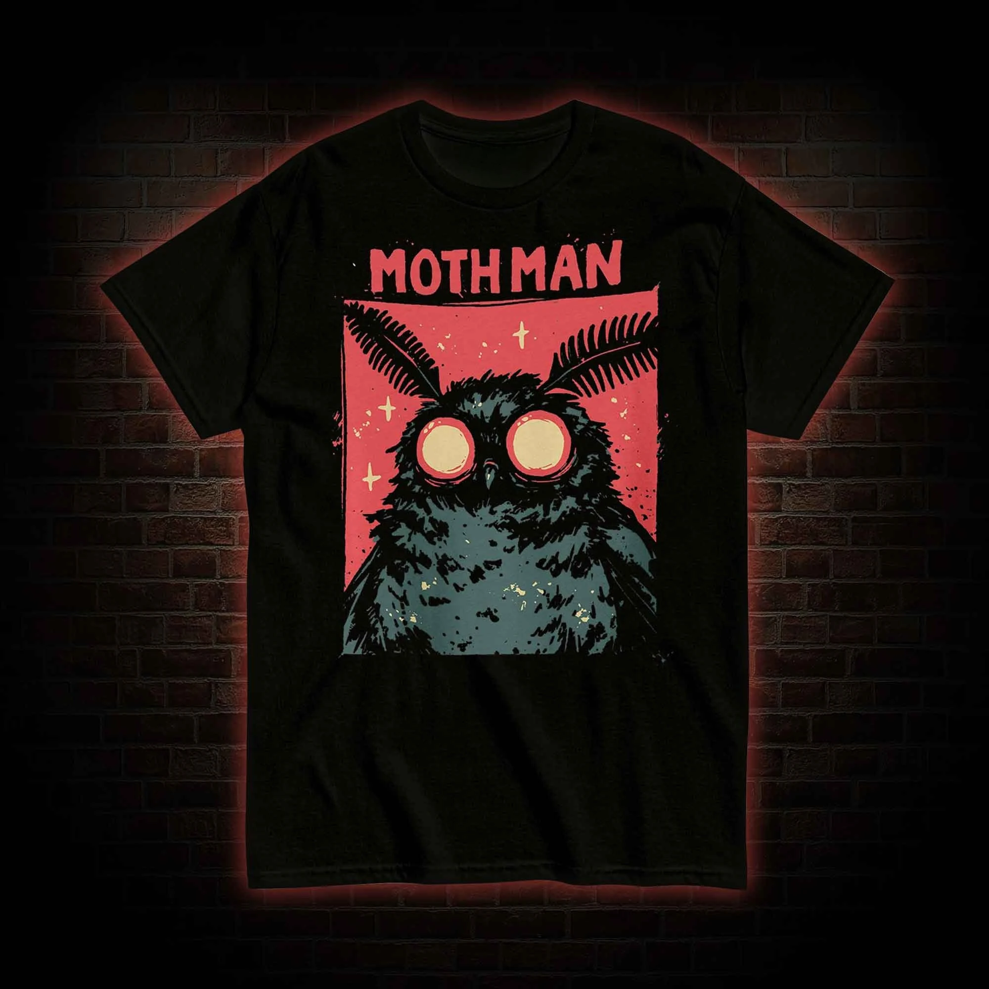 Mothman T-Shirt Men's Vintage Cryptid Print Classic West Virginia Fan Cute Mothman Graphic Short Sleeve Casual Summer Top