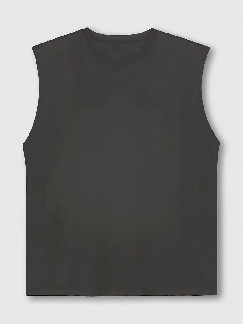 100% Pure Cotton Men's Summer Fashionable Casual Sports Loose Cartoon Teddy Bear Print Breathable Round Neck Sleeveless Vest