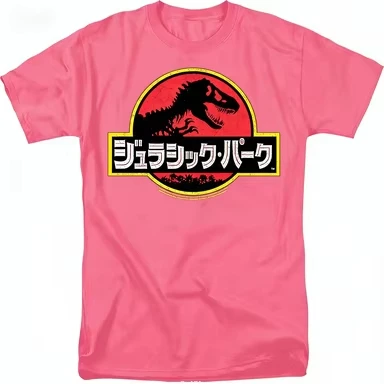 2026 Jurassic Park Logo Kanji Japanese Parent-Child Pure Cotton T-shirt Comfortable, Breathable, High-Quality, Ins Y2K Style
