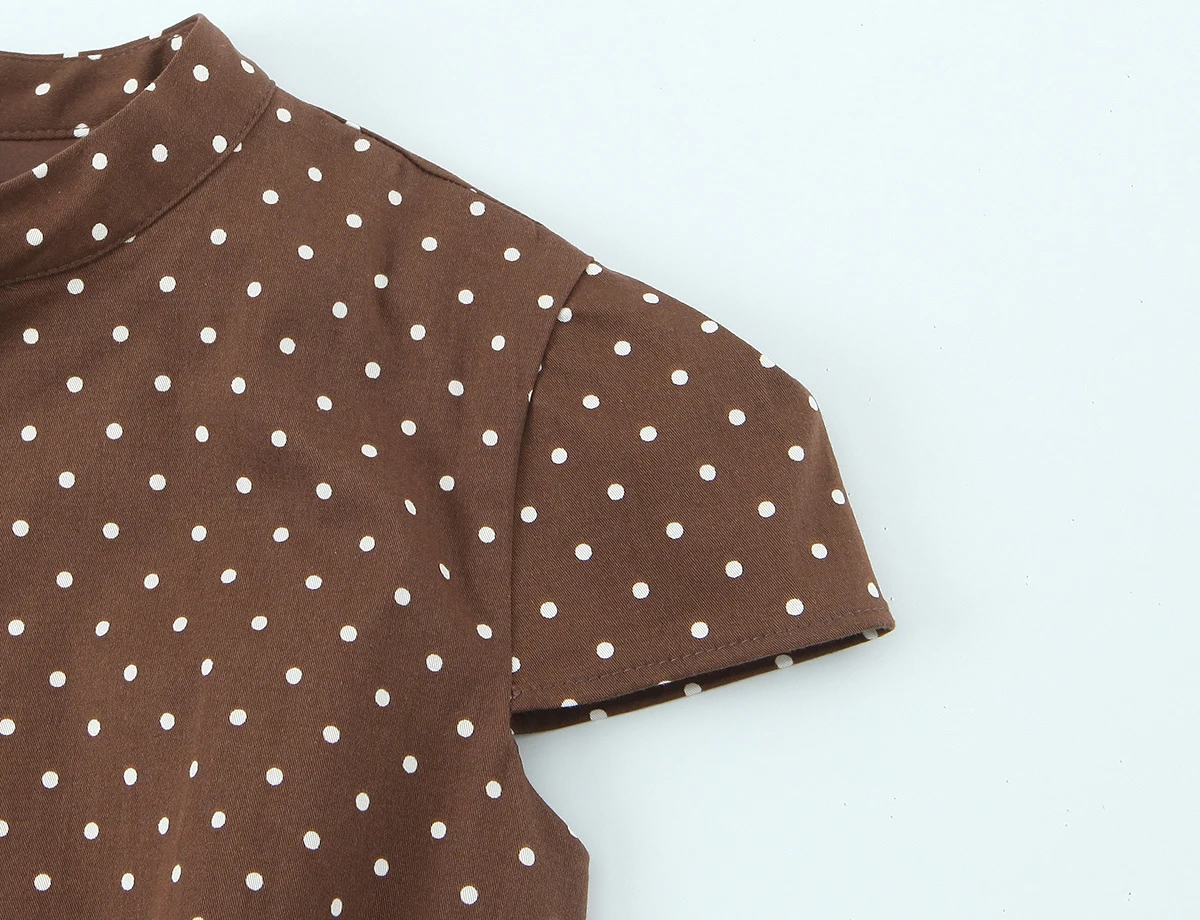 ZERAINS European and American style 2026 summer new women's short sleeved round neck polka dot versatile top and shorts set