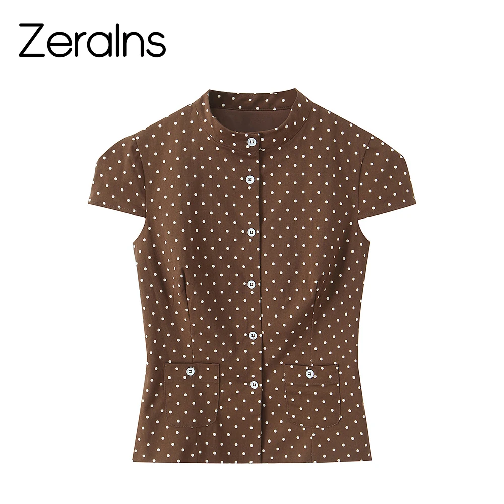 ZERAINS European and American style 2026 summer new women's short sleeved round neck polka dot versatile top and shorts set