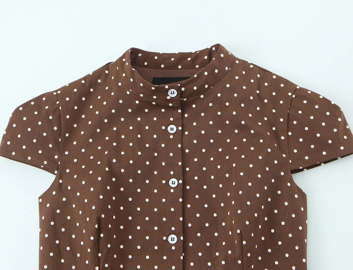 ZERAINS European and American style 2026 summer new women's short sleeved round neck polka dot versatile top and shorts set