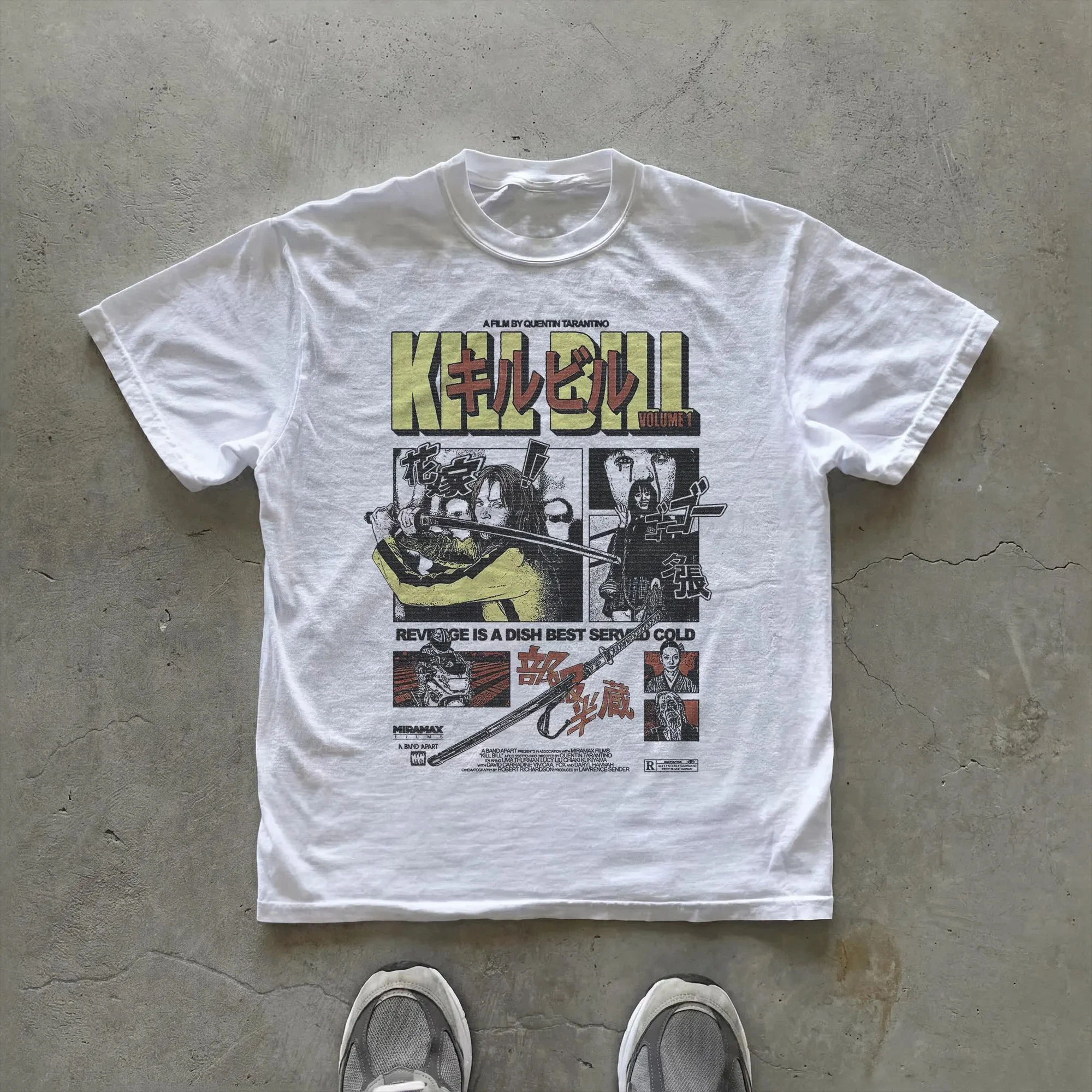 Summer Men's Pure Cotton Vintage Kill Bill Japanese Graphic T-shirt Stylish Loose and Breathable Suitable for Everyday Wear