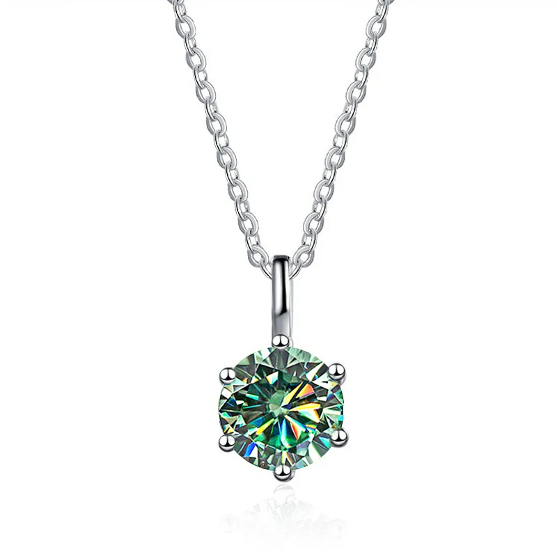 JOIAS HOME Silver S925 1ct D COLRO Moissanite Round Gemstone Pendant Necklace Simple and Elegant O-Chain Fashion Versatile