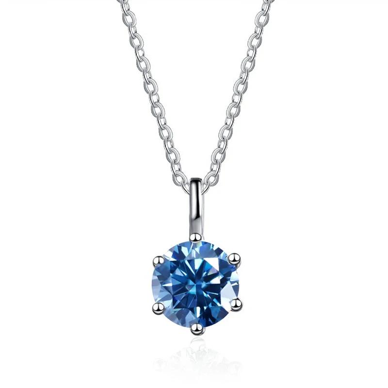 JOIAS HOME Silver S925 1ct D COLRO Moissanite Round Gemstone Pendant Necklace Simple and Elegant O-Chain Fashion Versatile