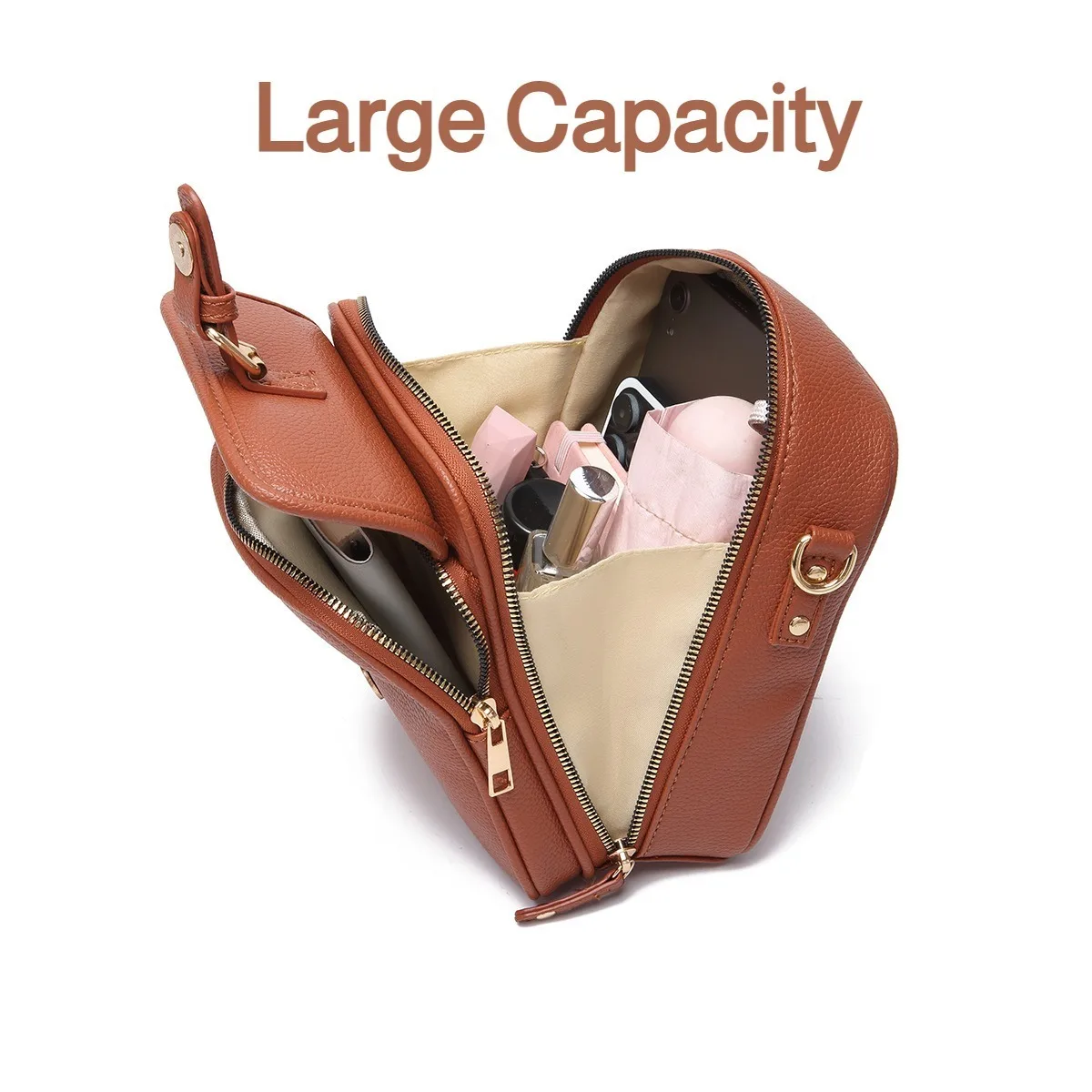 Unisex Casual Messenger Bag PU Leather Crossbody Bag Small Shoulder Phone Bag for Daily Use