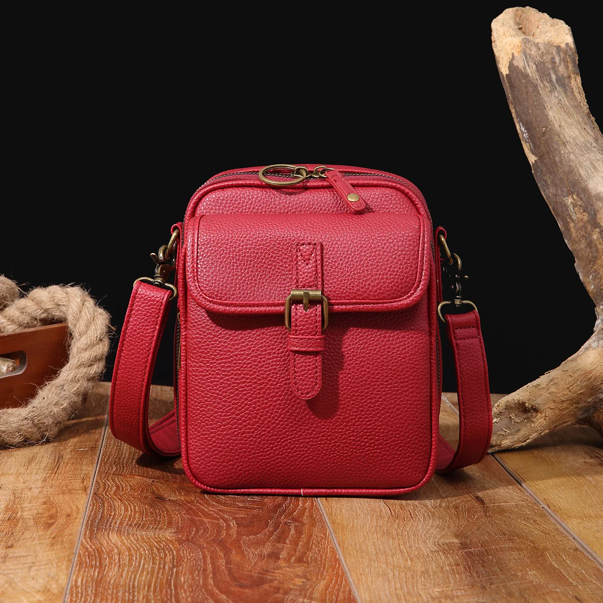 Unisex Casual Messenger Bag PU Leather Crossbody Bag Small Shoulder Phone Bag for Daily Use
