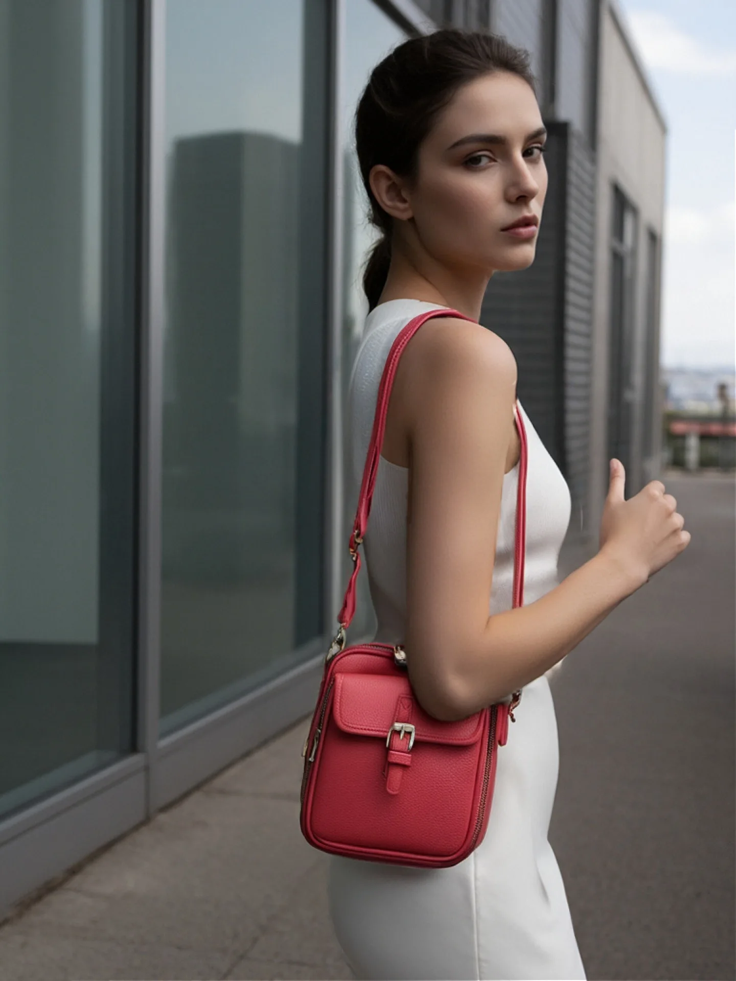 Unisex Casual Messenger Bag PU Leather Crossbody Bag Small Shoulder Phone Bag for Daily Use