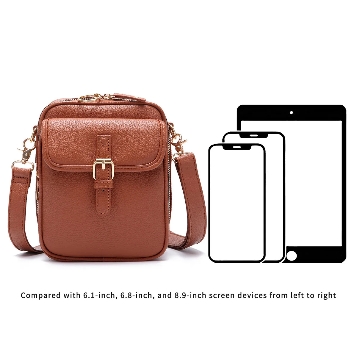 Unisex Casual Messenger Bag PU Leather Crossbody Bag Small Shoulder Phone Bag for Daily Use