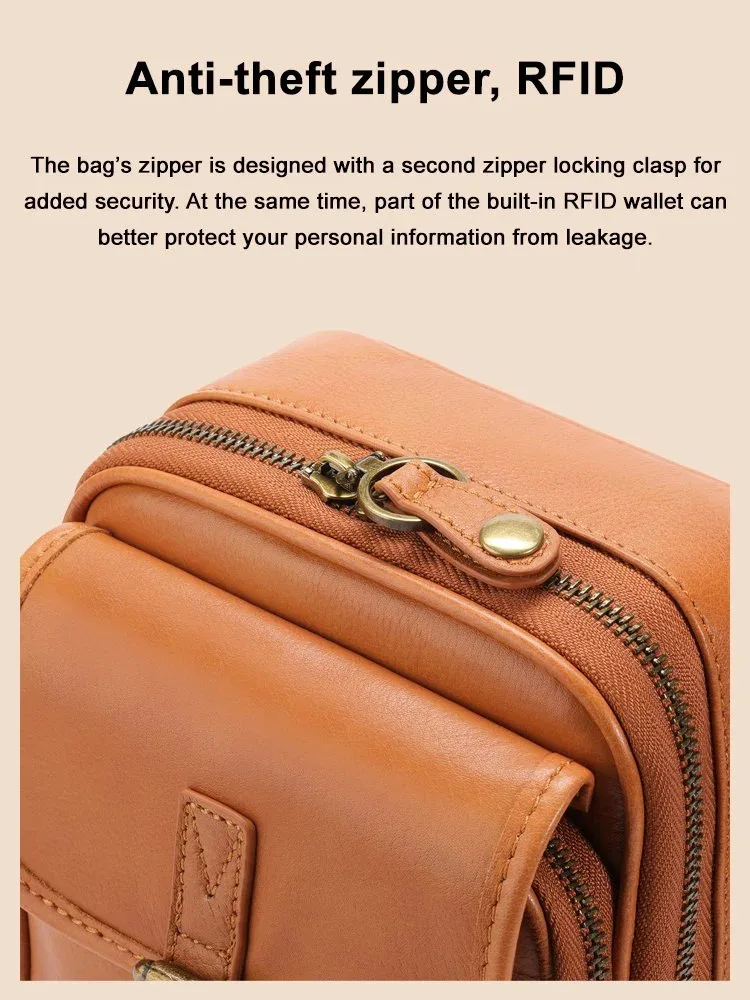 Unisex Casual Messenger Bag PU Leather Crossbody Bag Small Shoulder Phone Bag for Daily Use