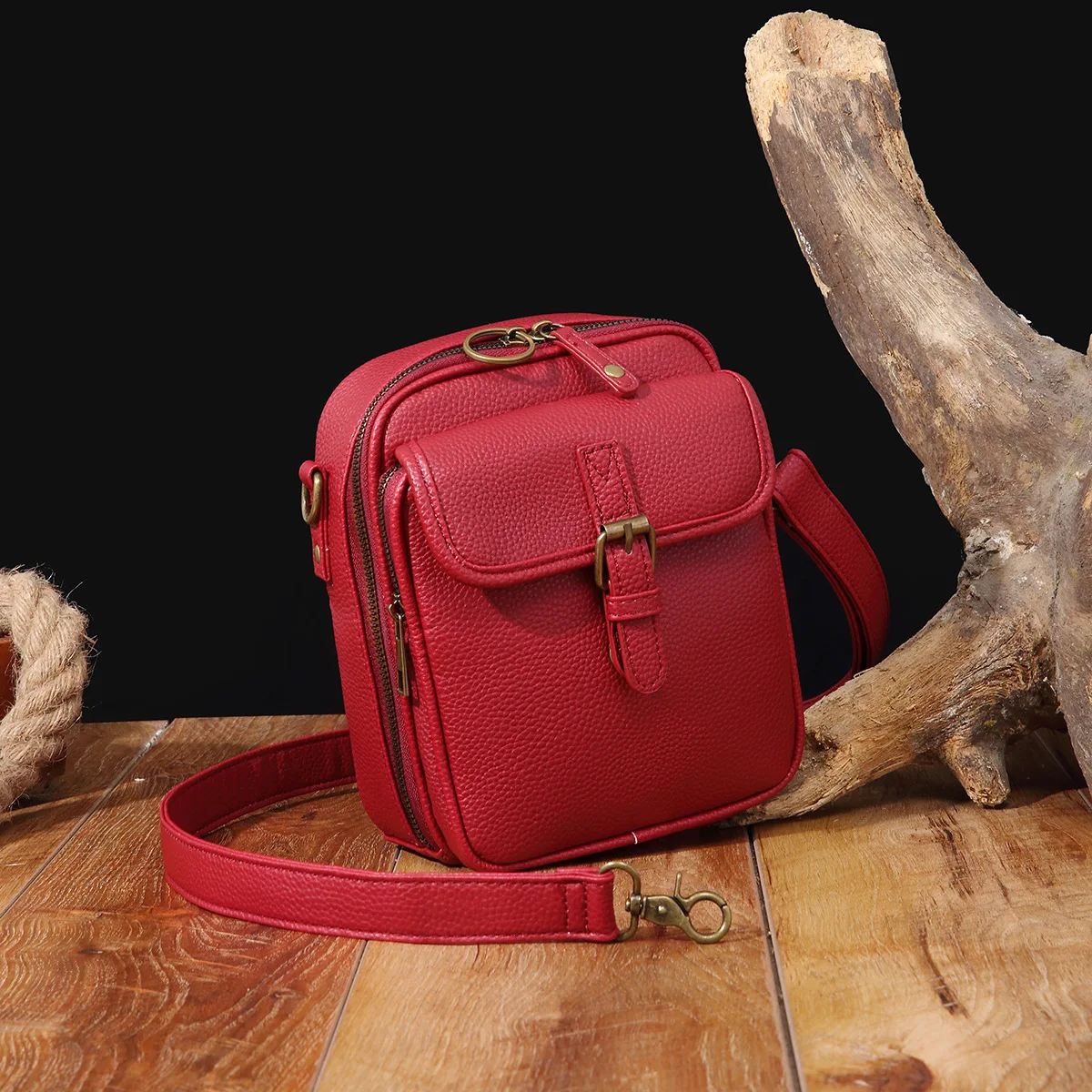 Unisex Casual Messenger Bag PU Leather Crossbody Bag Small Shoulder Phone Bag for Daily Use