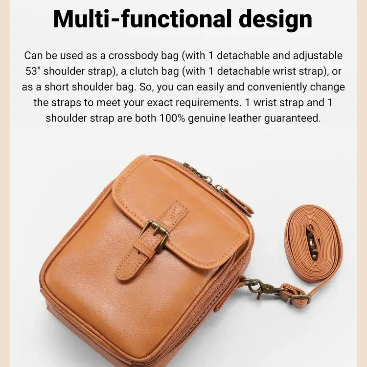 Unisex Casual Messenger Bag PU Leather Crossbody Bag Small Shoulder Phone Bag for Daily Use