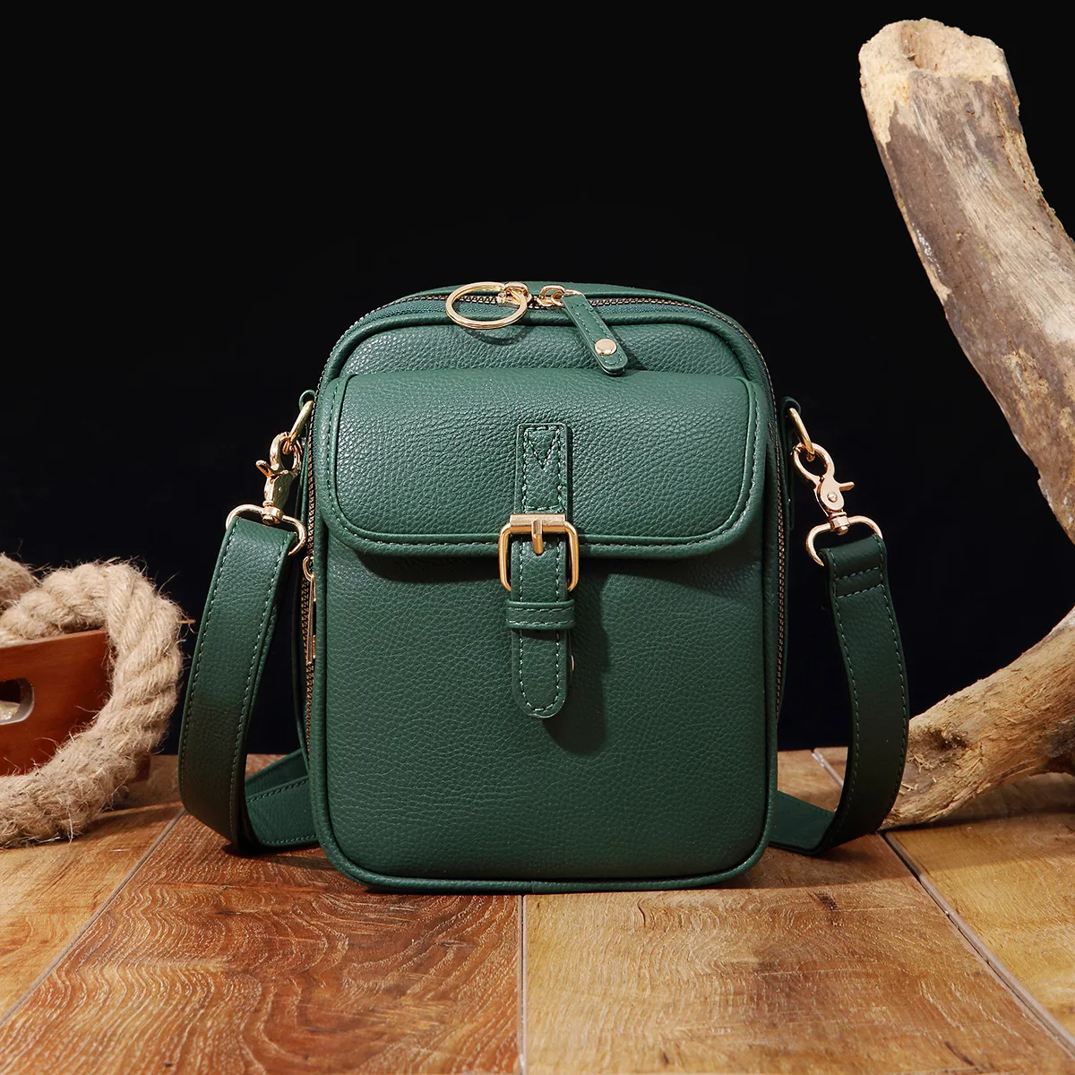 Unisex Casual Messenger Bag PU Leather Crossbody Bag Small Shoulder Phone Bag for Daily Use