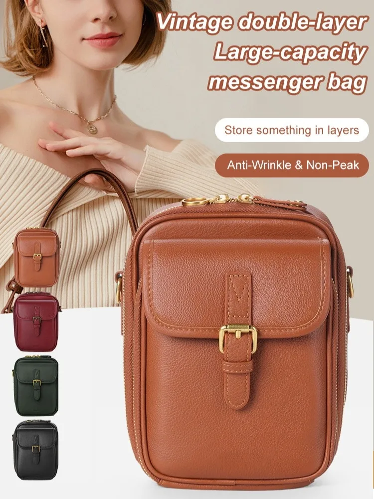 Unisex Casual Messenger Bag PU Leather Crossbody Bag Small Shoulder Phone Bag for Daily Use