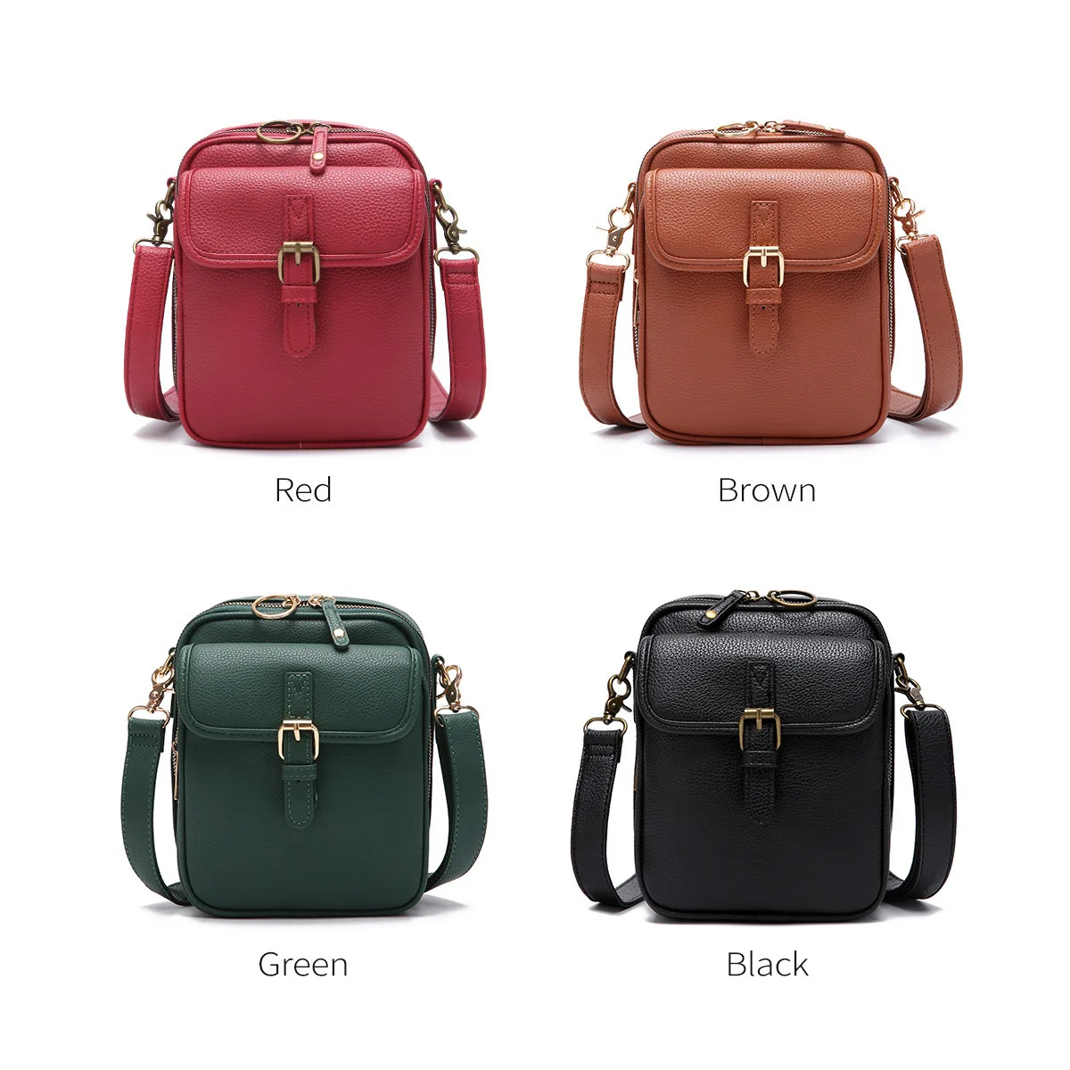 Unisex Casual Messenger Bag PU Leather Crossbody Bag Small Shoulder Phone Bag for Daily Use