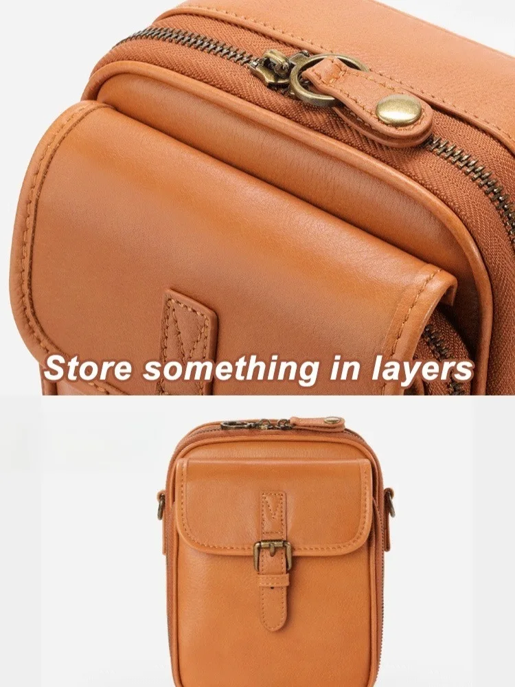 Unisex Casual Messenger Bag PU Leather Crossbody Bag Small Shoulder Phone Bag for Daily Use