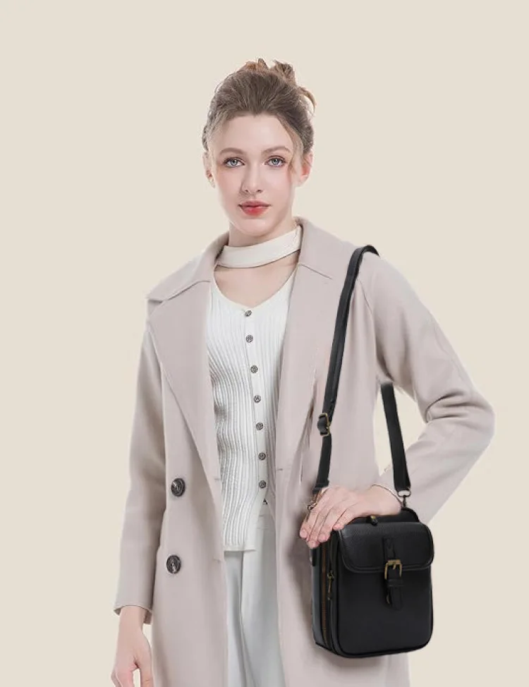 Unisex Casual Messenger Bag PU Leather Crossbody Bag Small Shoulder Phone Bag for Daily Use