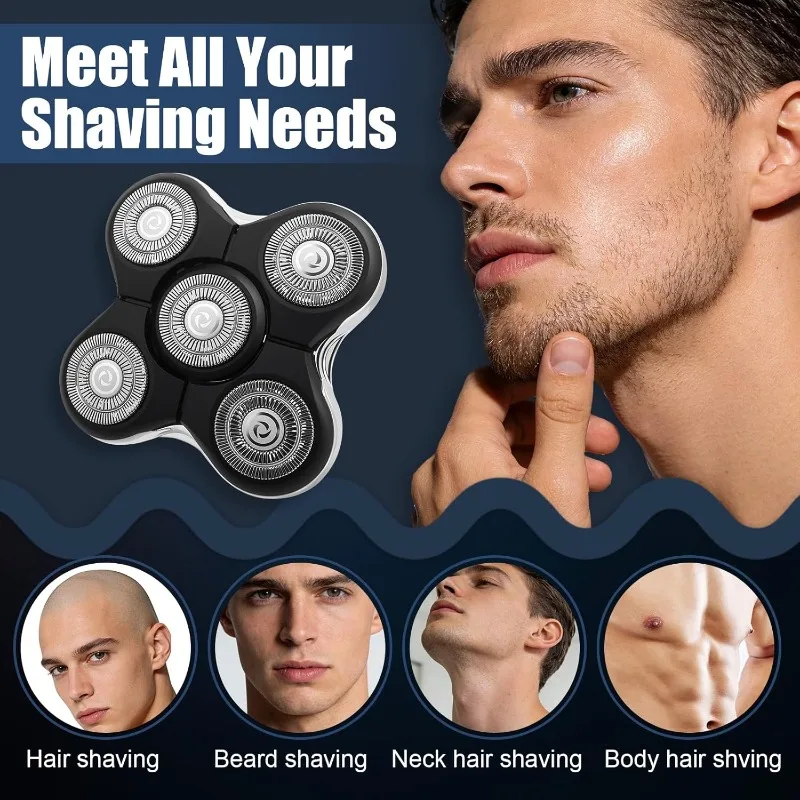 1/2/3/6Pcs Shaver Replacement Heads Compatible with Balder XR7000/XR1500/XR5 Head Shaver Model  Electric Shaving for Bald Men