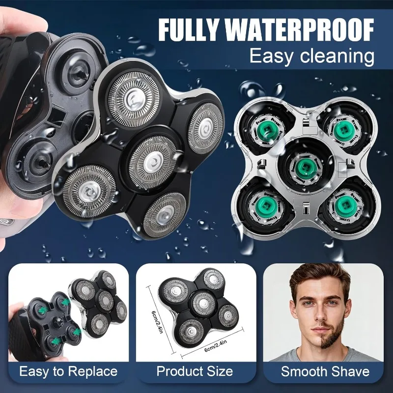 1/2/3/6Pcs Shaver Replacement Heads Compatible with Balder XR7000/XR1500/XR5 Head Shaver Model  Electric Shaving for Bald Men