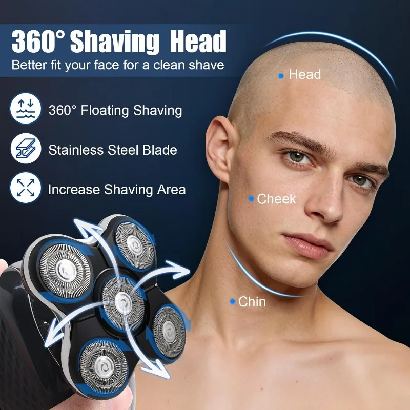 1/2/3/6Pcs Shaver Replacement Heads Compatible with Balder XR7000/XR1500/XR5 Head Shaver Model  Electric Shaving for Bald Men