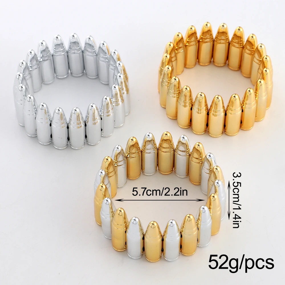 Creative Acrylic Wide Bullet Shape Beads Stretch Bracelets Beaded Elastic Bangles for Women Exaggerated Jewelry Gifts
