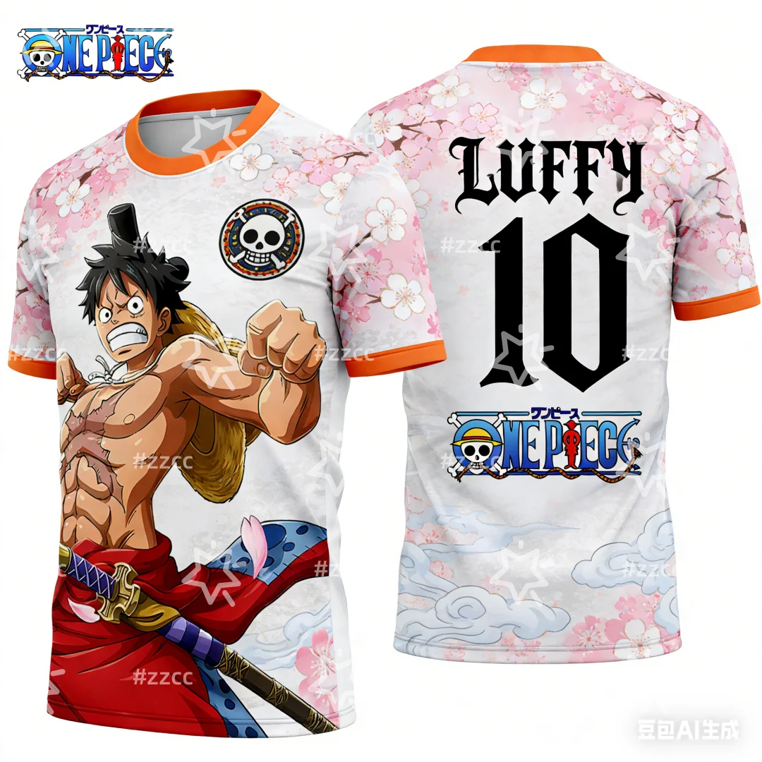 2026 One Piece Graphic T-shirt Japanese anime football jerseys Sports Dry Quickly Men's T-Shirt Children's Clothing Tee Woman
