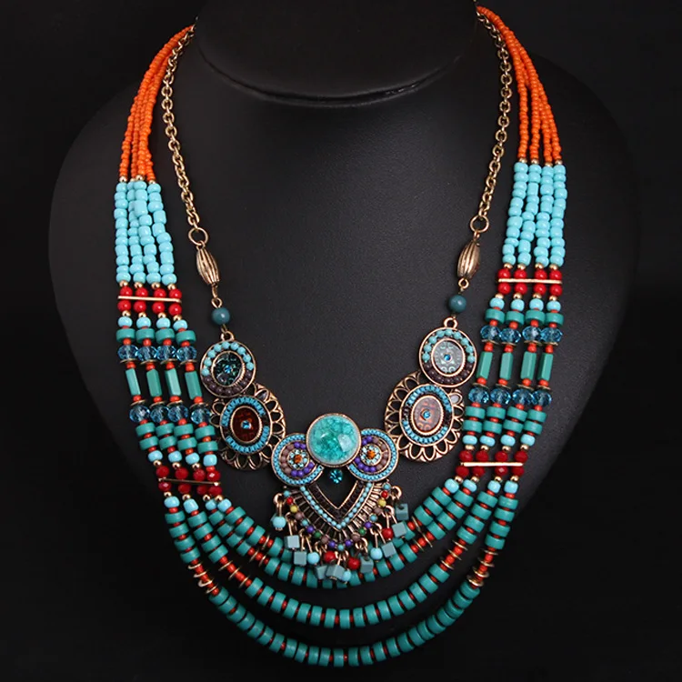 Fashion Bohemia Ethnic Style Handmade Necklaces Multilayer Beads Chains Necklace Women Jewelry Gifts