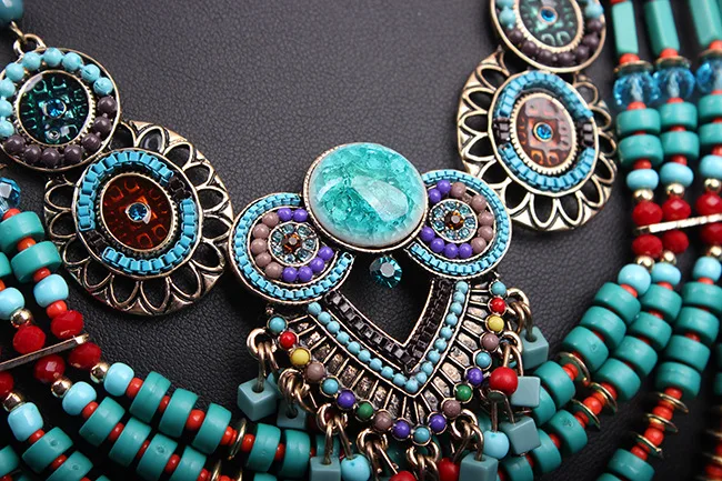 Fashion Bohemia Ethnic Style Handmade Necklaces Multilayer Beads Chains Necklace Women Jewelry Gifts